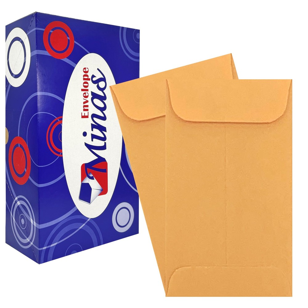 500 Minas Envelope – #7 Coin and Cash Envelopes, 24lb 3.5 X 6.5 Inches, Brown