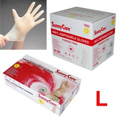 SunnyCare #7803 Vinyl Disposable Gloves Powder Free (Latex Nitrile Free) Large