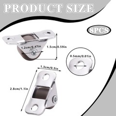 8Pcs 1/2 Inch Mini Caster Wheels, Single Direction Low 0.5 inches, brown