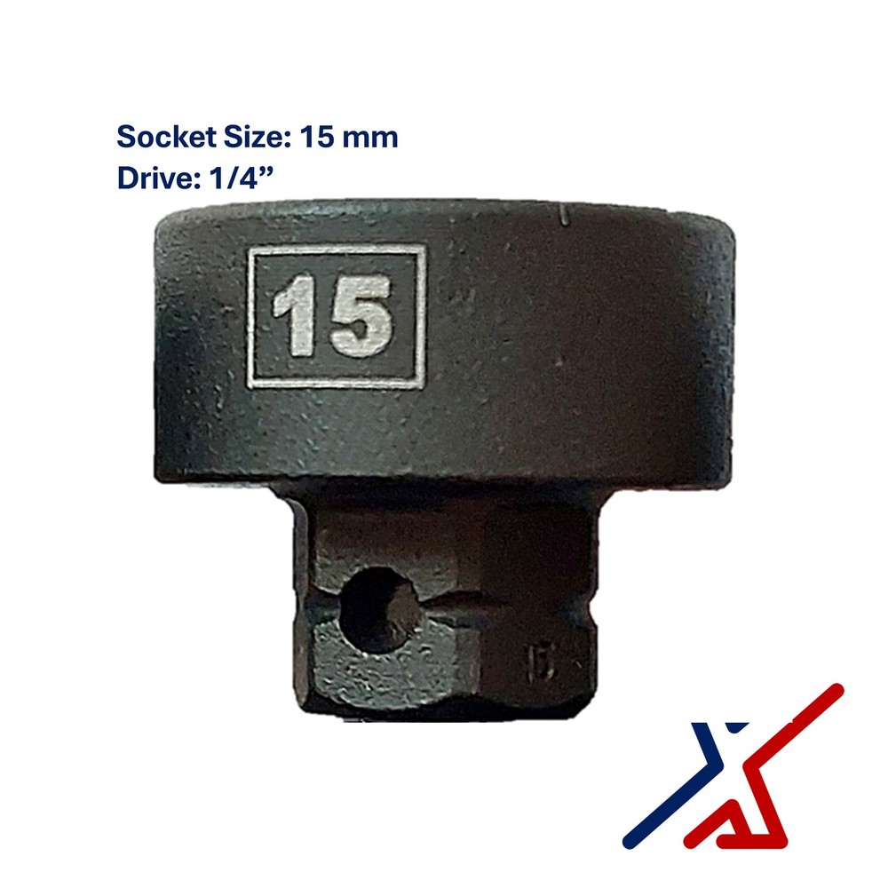 15mm. x 1/4″ Drive Nano Socket / Stuby Socket by X1 Tools