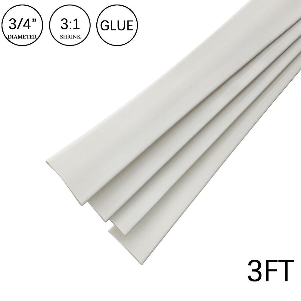 3:1 Heat Shrink Tube-3/4″ White Dual Wall Marine Adhesive Glue Lined Waterproof