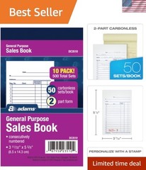 Compact General Purpose Sales Book – 50 Sets per Book, Carbonless Convenience