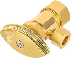 Brushed Brass 2 Pack Angle Stop Valve, 1/2″ Nominal Compression x 3/8″ OD