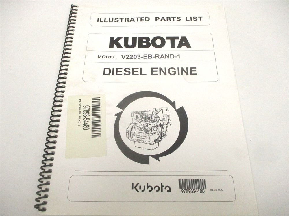 97898-54480 KUBOTA ILLUSTRATED PARTS LIST MANUAL FOR V2203-EB-RAND-1 ENGINE