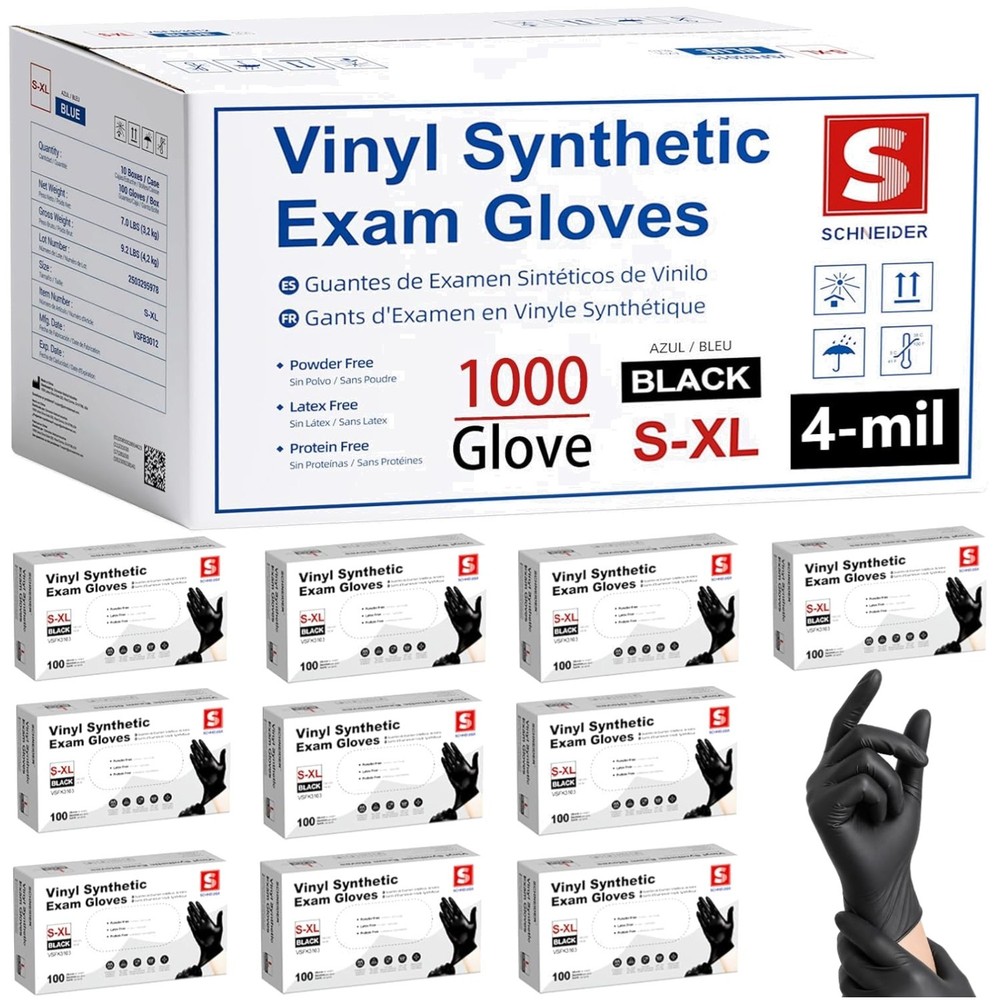 Latex-Free Black Disposable Gloves – Medical Grade (1000 Ct)