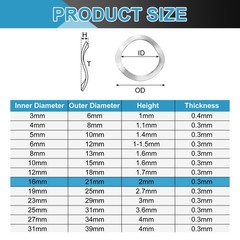 50Pcs 0.83″x0.63″x0.01″ (ODxIDxT) 304 Stainless Steel Wave Spring Washer