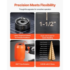 Uimoso Hydraulic Knockout Punch Set, 15 Ton, 1/2″ to 4″ with 10 Dies