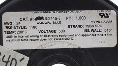 AWM 1180 Style 24AWG Blue PTFE Silver Plated Copper Wire, 100ft