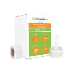 432 Rolls Cast Hand Stretch Wrap 5″x700′ 120 Ga Clear Shrink Film Made In Usa