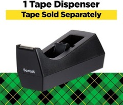 1 INCH Desktop Tape Dispenser Double-Sided Tabletop Fits Standard Rolls, Black