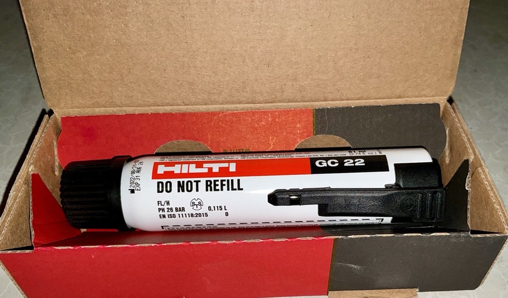 HILTI GC 22 GAS CANISTER, NEW, FOR HILTI GX 120 Expired 8/31/24
