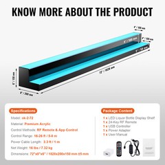 VEVOR60″ 2-Step LED Lighted Liquor Bottle Display Bar Shelf RF & App Control