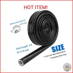 5Ft 3/8″ ID Fuel Line Heat Shield Sleeve,Heat Resistant Wire Heats Shield with 3