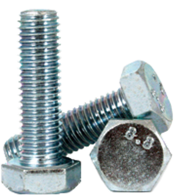 M12-1.75 x 40 mm FT DIN 933 Hex Cap Screws 8.8 UNC, Zinc Cr+3, 10 Pack