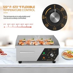 ROVSUN 14″ Commercial Electric Griddle 1500W Countertop Flat Top Grill 122℉-572℉
