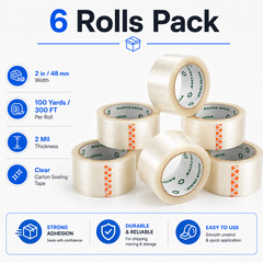 6 Rolls Shipping Box Packing Sealing Tape 2″ x 100 Yards 300FT w/ FREE Shipping
