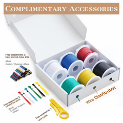 18 AWG Silicone Electrical Wire, Electrical Wire Kit 6 Colors (17Ft Each),Tinned