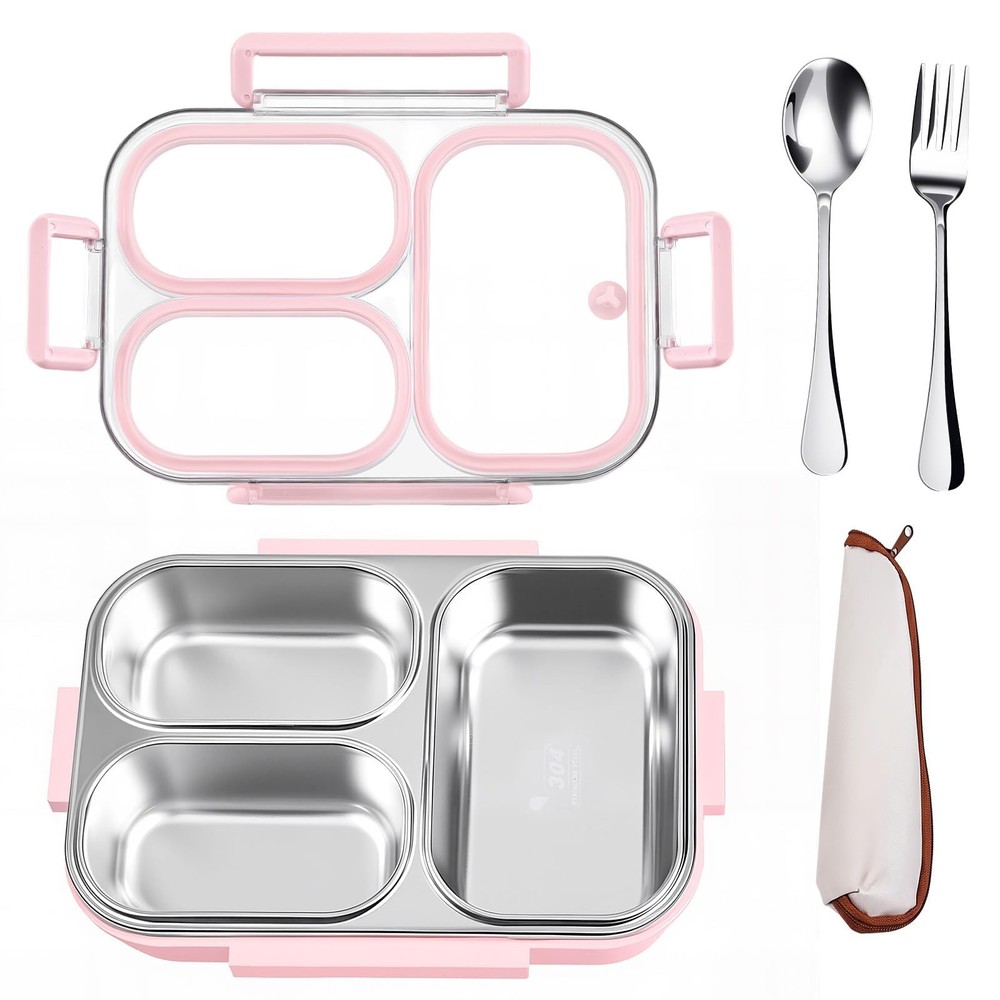 Vacaid 25Oz 18/8 Stainless Steel Lunch Kit Bento Fork/Spoon – 3 Leakproof