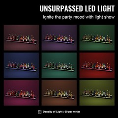 VEVOR60″ 2-Step LED Lighted Liquor Bottle Display Bar Shelf RF & App Control