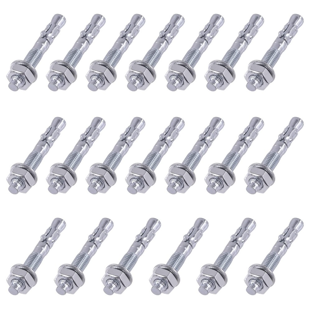 Glarks 20Pcs 3/8″ x 3″ Wedge Anchors Zinc Plated Heavy Duty Fastener for Conc…