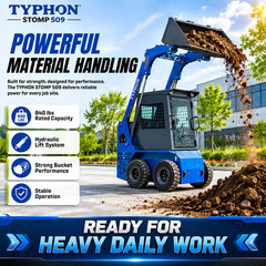 TYPHON STOMP 509 Wheeled Skid Steer Loader 25hp Kubota EPA Engine w 4 Attachment