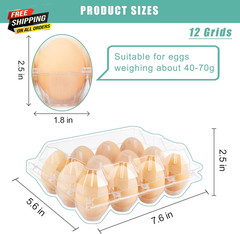 100 Packs Egg Cartons Cheap Bulk，Plastic for 12 Eggs, Clear Egg Cartons 💪