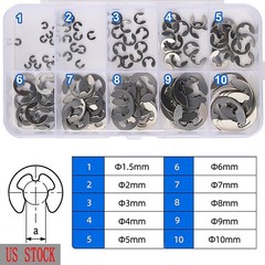 120Pcs 1.5 to 10mm Stainless Steel E Clips C Circlip Retaining Ring Assorted US