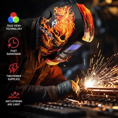 VILSIN True Color Auto Darkening Welding Helmet with Flames Welding Mask Larg…