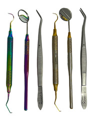 Premium German 3 Instruments Basic Dental Set Mirror Explorer College Plier Holo