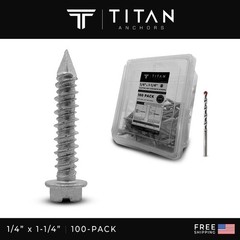 100-Pack 1/4 x 1-1/4″ 410 Stainless Steel Hex-Head Concrete Screws