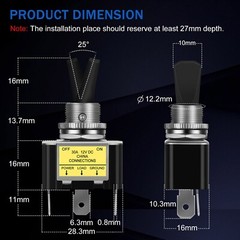 3Pcs 12V 30A Blue LED Light Toggle Rocker ON/OFF Switch 3Pin Marine Car Boat ATV