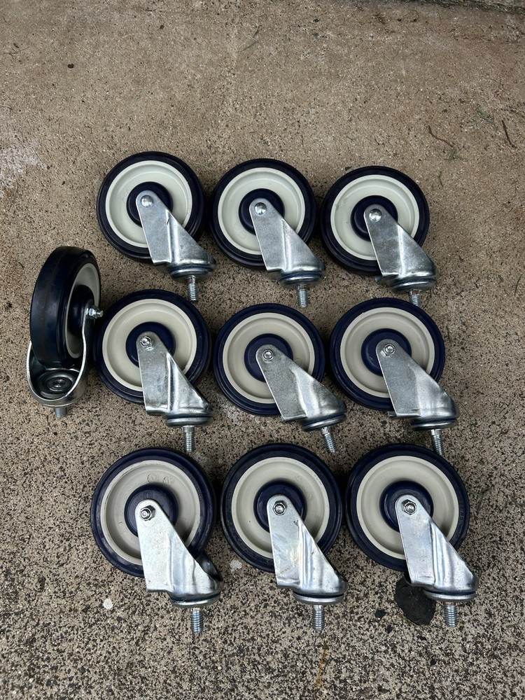 10 Pcs. Barely Used 5 Inch Shopping Cart Wheel Assemblies (Wheels Plus Casters)