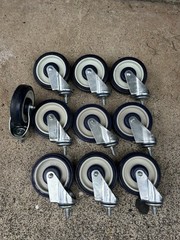 10 Pcs. Barely Used 5 Inch Shopping Cart Wheel Assemblies (Wheels Plus Casters)