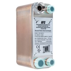 HFS(R) Homebrew Wort Chiller 7.5″2.9″ 40 Plate M& F Garden Hose Combo 1/2″ NPT