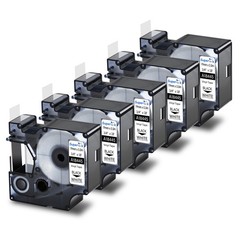5PK 18445 Black on White Vinyl Industrial Label 19mm for DYMO Rhino 4000 Tape