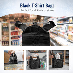 Heavy Duty Black T-Shirt Bags 11.5×6.5×22″ Plastic Grocery Carryout 1000 Ct