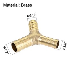 Reducing Barb Hose Fitting Y Shape Pipe Connector Brass 1/2″ x 3/8″ x 3/8″