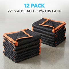 12 PACK Heavy Duty Padded Moving Blankets 72″ x 40″ Furniture Covers for Moving