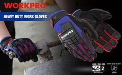 WORKPRO Heavy Duty Work Gloves w/PVC Protection Synthetic Leather Wear-Resistant