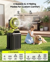 TaskStar 13″ Wheeled Portable Bucket Top Misting Fan 30L 3000mAh Spray Mister