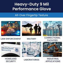 DLG675 Dark Light 9 Mil Nitrile Powder Free Exam Gloves (Black, Medium) Box of 1