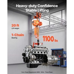 Uimoso 2-in-1 Electric Chain Hoist, 1100 lbs Capacity, Three-Phase, 20 ft Lift
