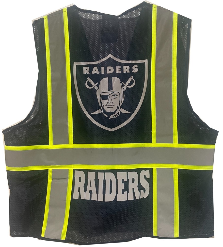 🏈🦺LAS VEGAS RAIDERS WORK SAFETY VEST PPE W/SILVER REFLECTIVE LOGO M/L/XL/2XL