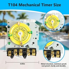 T104 Mechanical Timer Switch,208-277V AC DPST 40A,Pool Pump Switch,Heavy Duty…