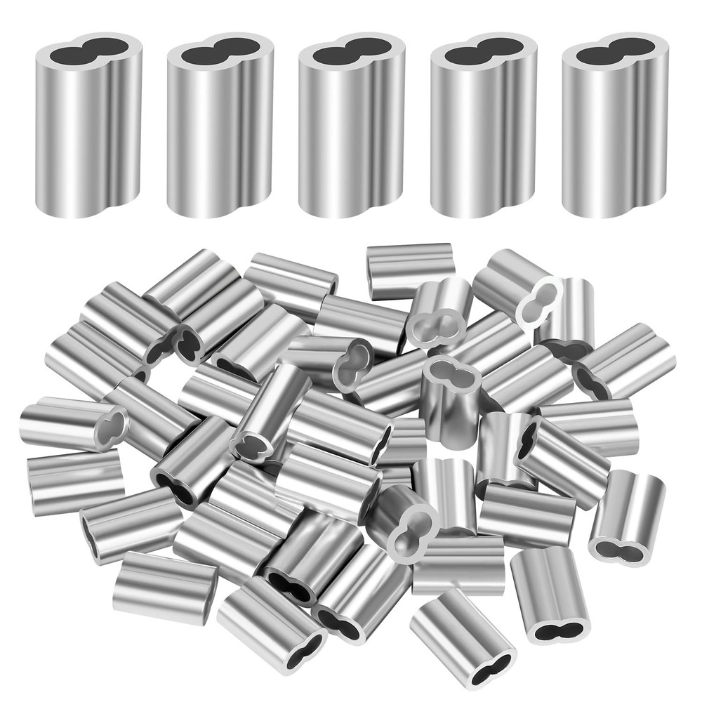1/4in 6mm Aluminum Crimping Loop Sleeve 50 PCS Cable Ferrules