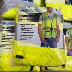 Lot of 5 West Chester Hi-Visibility Construction Safety Vests One Size Fits Most