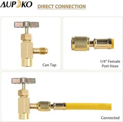 Can Tap with Tank Adapter and Valve Core Remover, 1/4″ Male R134A Can Tap