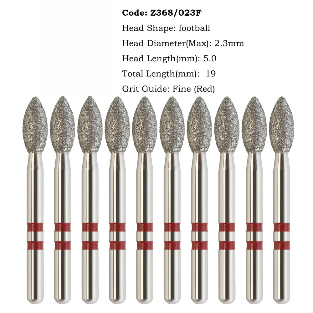 Dental Diamond Burs Football Ball Round End Taper Cylinder Zirconia Adjustment