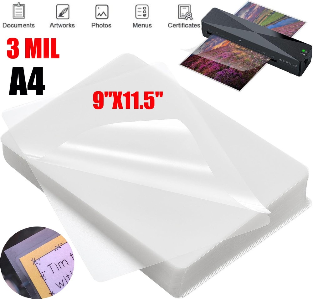 3 Mil Clear Thermal Laminating Pouches Letter 9″x11.5″ Size Laminator Sheets US
