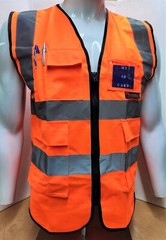 Class II Hi Visibility Reflective Orange Safety Vest with ID POCKET